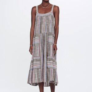 Xirena Dylan Freedom Stripe Long Tiered Dress Sz M Loose Fit